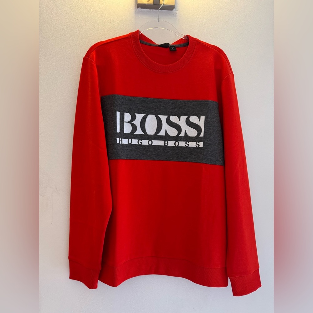 Hugo Boss Salbo Crewneck Sweater Bold Red/ Orange NWT XL